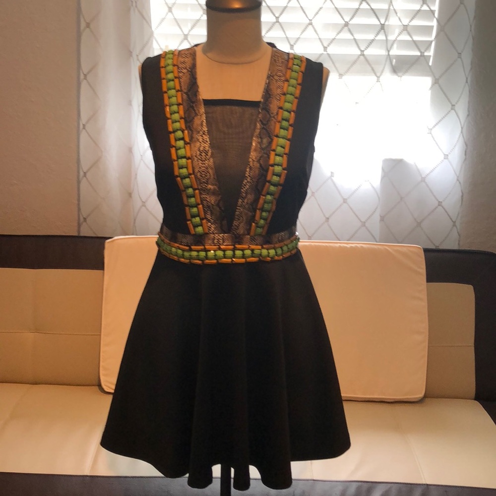 Snake skin with beaded detail sheer cleavage